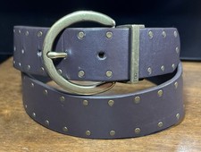 Chaps Reversible Gray/Black Faux Leather Belt Sz 32 1-3/8”Wide Logo Bkl VGUC