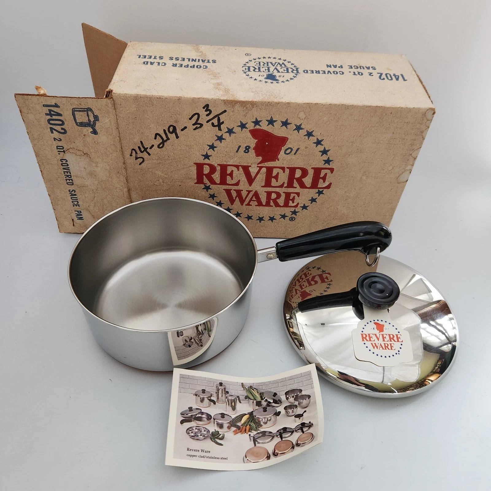 New Vintage Revere Ware Copper Clad 2 Quart Saucepan New Old Stock 1402 NOS
Opens in a new window or