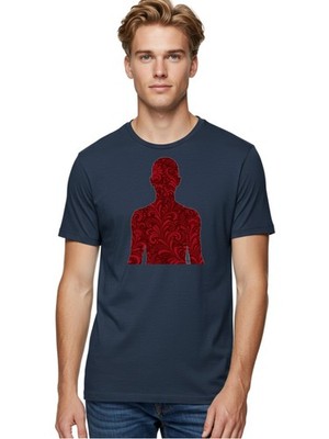 Man-With-Floral-Tattoo Mens Graphic Tee, 100% Cotton, Casual Summer Wear