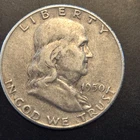 1950 Franklin silver half dollar.Low mint