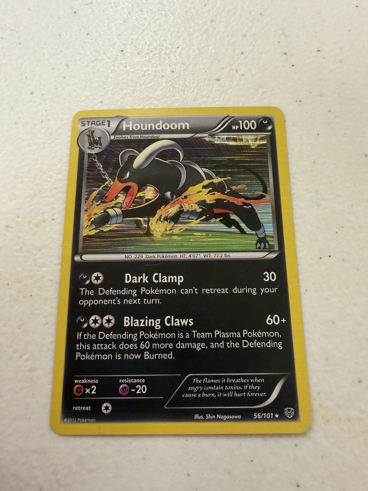 Houndoom 56/101 Rare Holo Plasma Blast Pokemon NM Near Mint