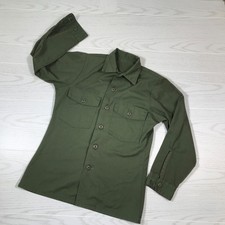 Vintage US Army Shirt Mens Medium Green OG-507 Military Long Sleeve Vietnam 70s