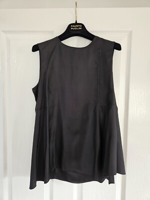 Marni Black Exposed Zip Back Top silk uk 10 (Size IT42)