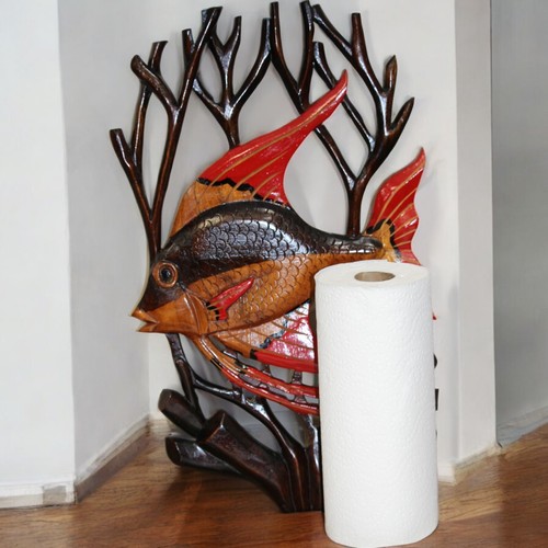 Fish Decor Wall Art Nautical Summer Sea Life Tropical Coral Reef HandCarved OOAK - Picture 7 of 8