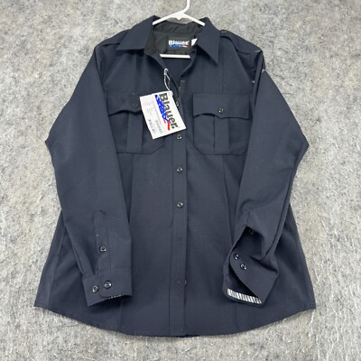 Blauer Shirt Medium 38 Tall Blue Navy Button Down Wool USA