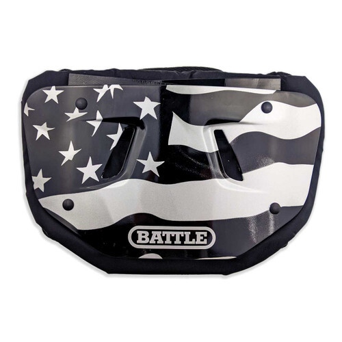 Placa trasera de fútbol americano Battle American Flag 2.0 plateada y negra cromada para adultos jóvenes - Imagen 1 de 2