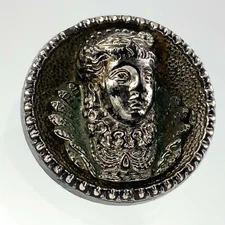 Antique Queen Elizabeth 1st Bust Jet Black Victorian Glass Button 911A