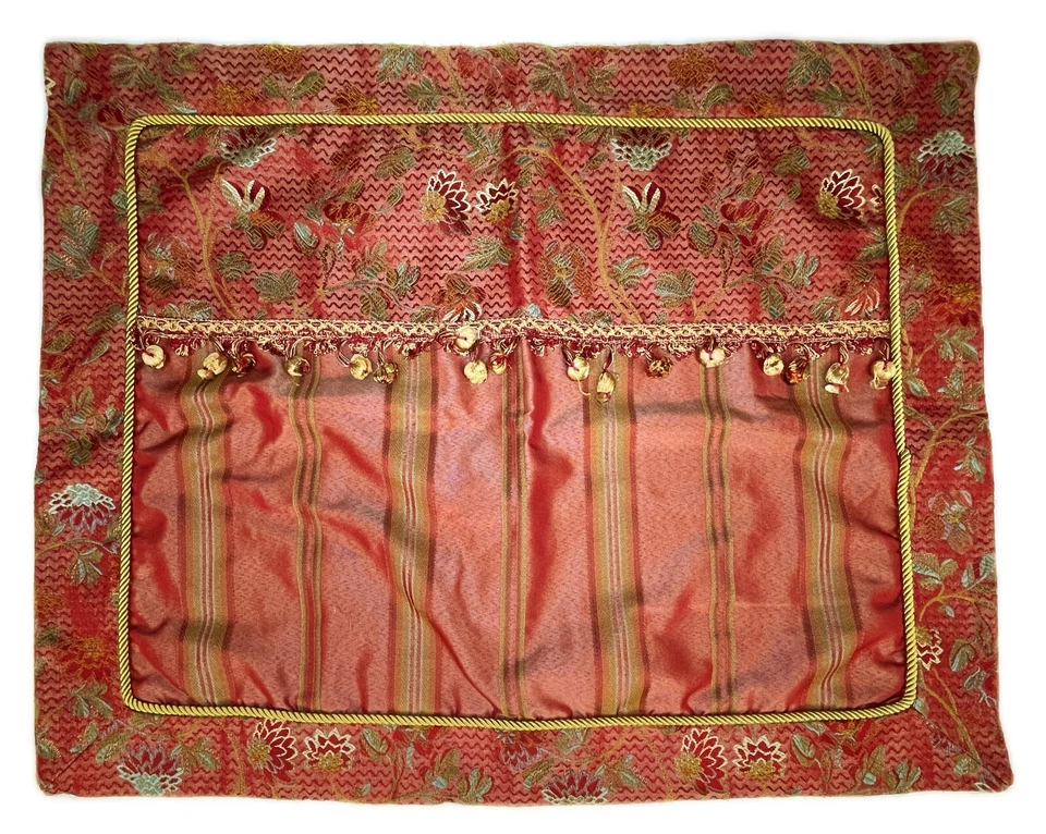 2 красных цветочных жаккардовых наволочки Waterford с кисточками из парчи и гобелена - Изображение 3 из 4