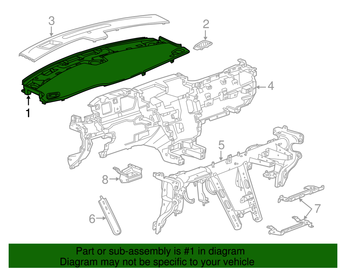 Genuine GM Dark Urban Instrument Panel Upper Trim Panel Genuine GM Dark Urban Instrument Panel Upper Trim Panel