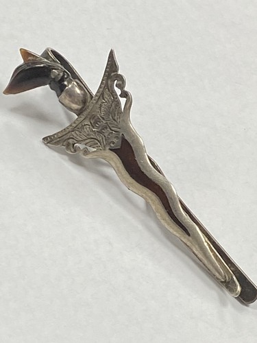Vintage Krawattennadel Clip Silber signiert / gestempelt / graviert