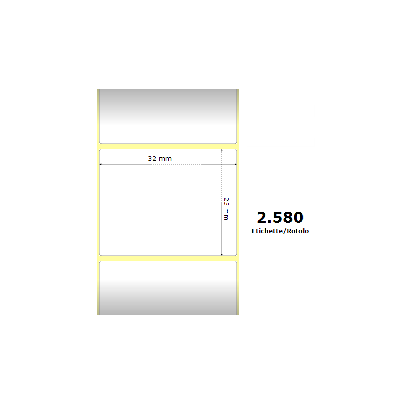 ETICHETTE ZEBRA 32X25MM BIANCHE 2580PZ 800261-105 TERMICHE COMPATIBILI ZEBRA GK4