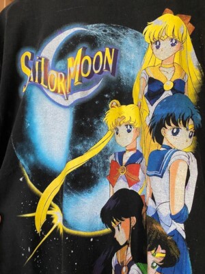 Sailor Moon Black Xl Anime T-Shirt Vintage No.mv915 SCREEN STARS
