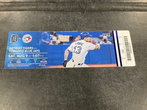 Talón de boleto Blue Jays 2014 ~ 8/9/14-8/10/14 vs Tigres - Imagen 2 de 3