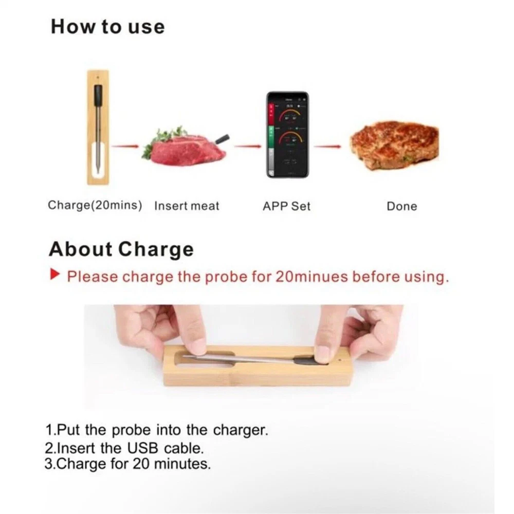 Meat Thermometer with Bluetooth | 165ft Wireless Range - FAST SHIPPING New Smart