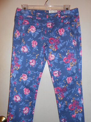 Arizona Junior Ankle Length Skinny Floral Jeans Blue Floral 5 NWT