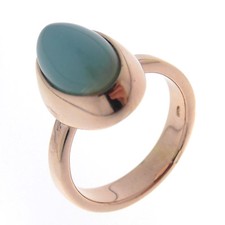 925 Silver Ring For Women Rings With Green Chalcedony Rose Gold Plated