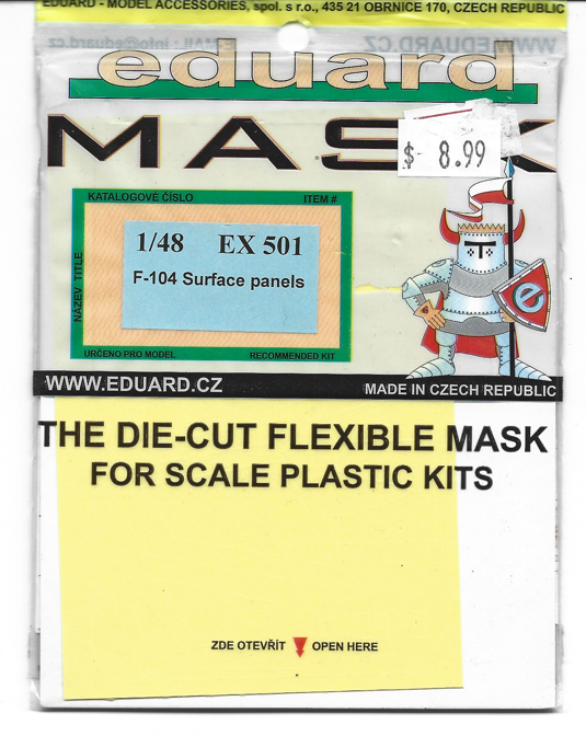 Eduard 1/48 Scale Masks for F-104 Surface Panels by Hasegawa - EX501 Eduard 1/48 Scale Masks for F-104 Surface Panels by Hasegawa - EX501