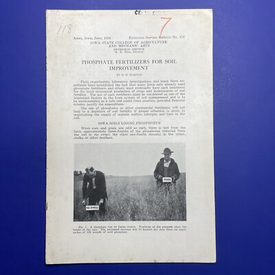 Vtg Iowa State College of Ag Pamphlet Phosphate Fertilizers For Soil Improvement