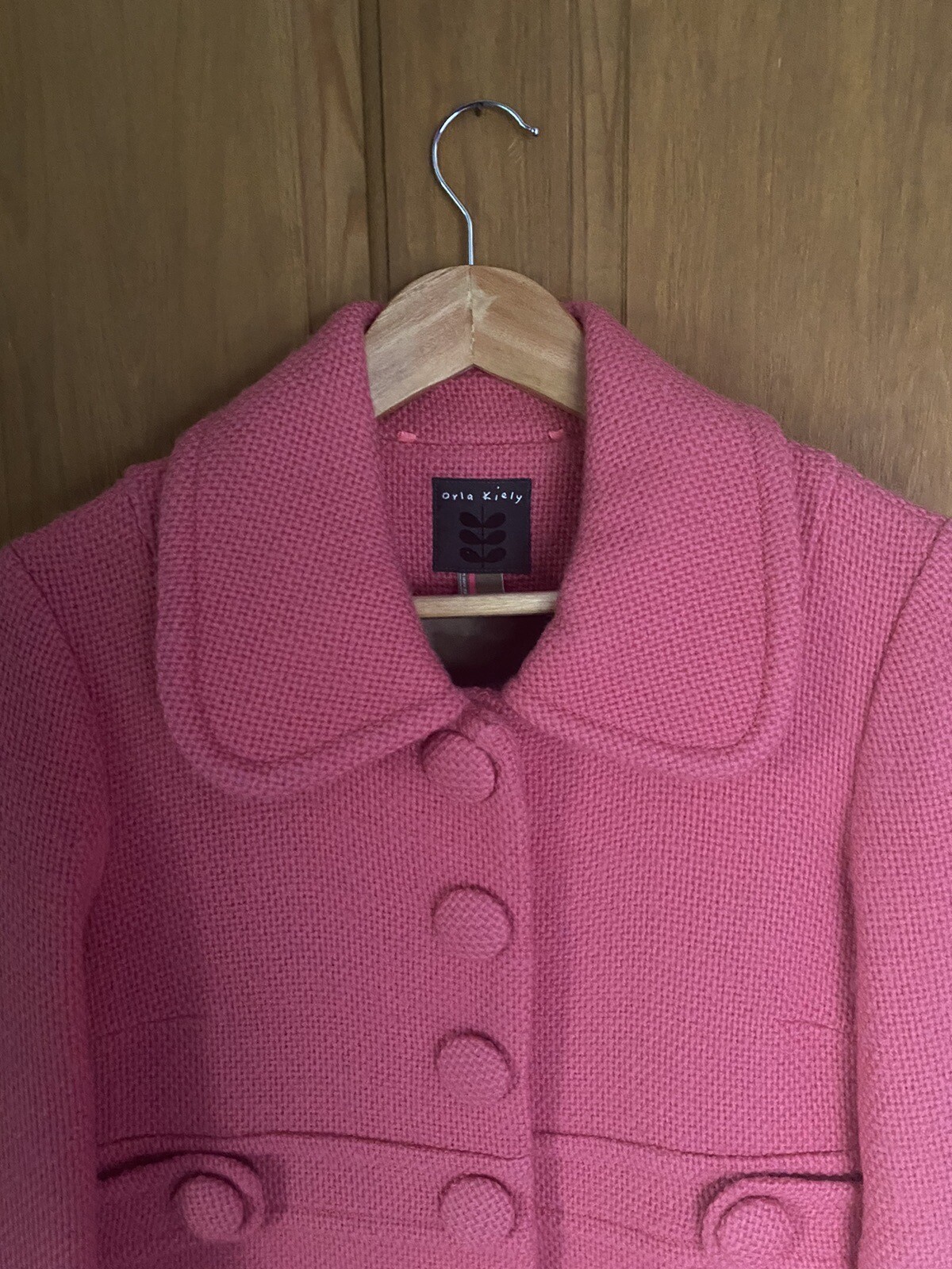 Fabulous Orla Kiely Pink Wool Coat Size 3 / U.K. 12 60s Sixties Mod