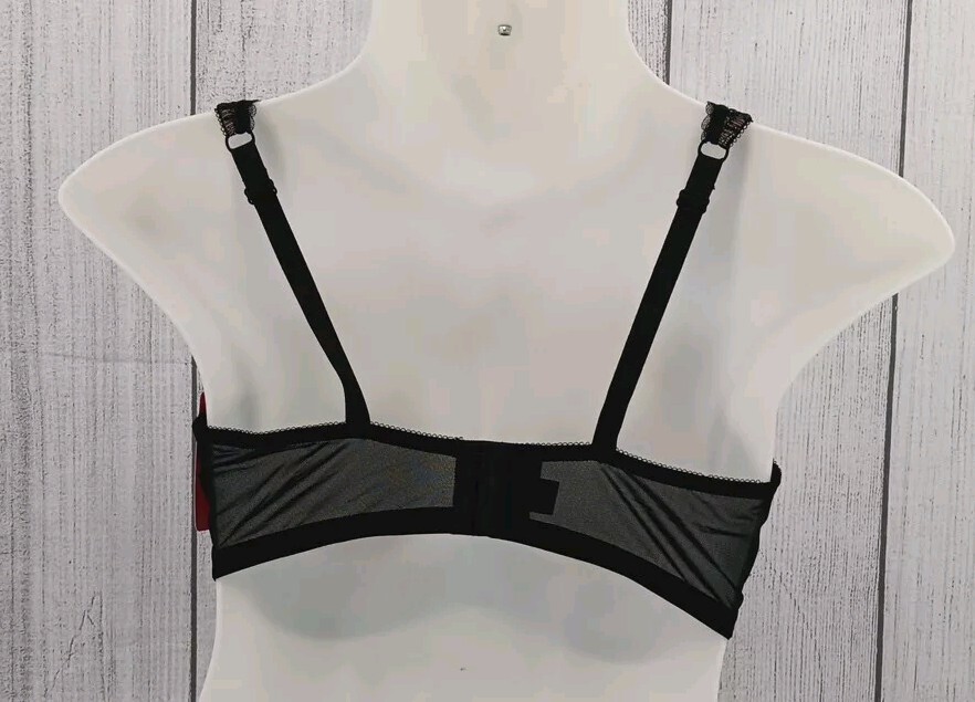 Rosme Womens Lace Balconette Bra with Padded Straps Black 44G AA7