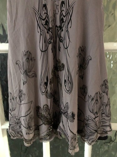 ladies dress KAREN MILLEN black & grey diamonte dtl knee length 100%silk size 12 - Picture 4 of 11