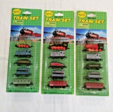 3 DIFFERENT Soma Die-cast Train Sets Motorized Pull 'n go - MINT ON CARDS