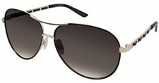 NEW TAHARI GOLD TONE METAL CHAIN+BLACK BRAIDED PLASTIC AVIATOR SUNGLASSES TH649