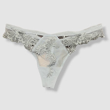 123 Lise Charmel Women's Gray Floral Thong Panty Size X-Large