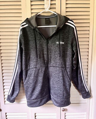 Adidas Tech Fleece Hoodie Mens Size Med Full-Zip Pockets Heathr  Blk/Gray