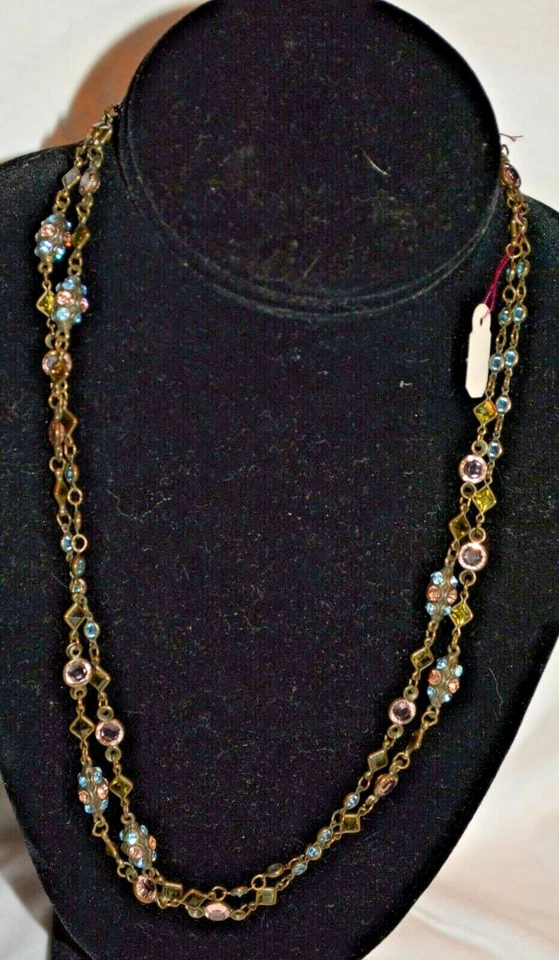 Collar Sorrelli 48" Largo Cadena Cristal Incrustado Impresionante Versátil HERMOSO Foto 3 de 4