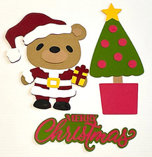 Cute Teddy Bear MERRY CHRISTMAS for Cards  Craft Scrapbooking Embellishments