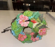 Vintage Bird House hummingbird and flowers