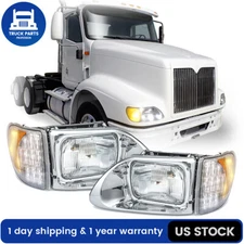 Pair Headlights w/LED Corner Lamp For International 9200 9400 5900 LH+RH Side