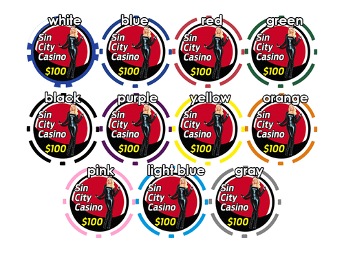 Custom 8 Stripe Design Poker Chips w/Your Logo/Design in Full Color - 500 chips - Picture 3 of 3