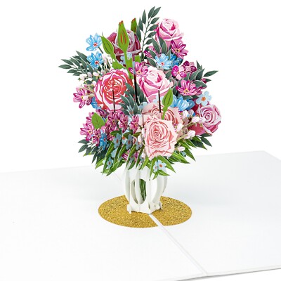 LIMAH  Rosen in einer Vase Pop Up Karte 3D