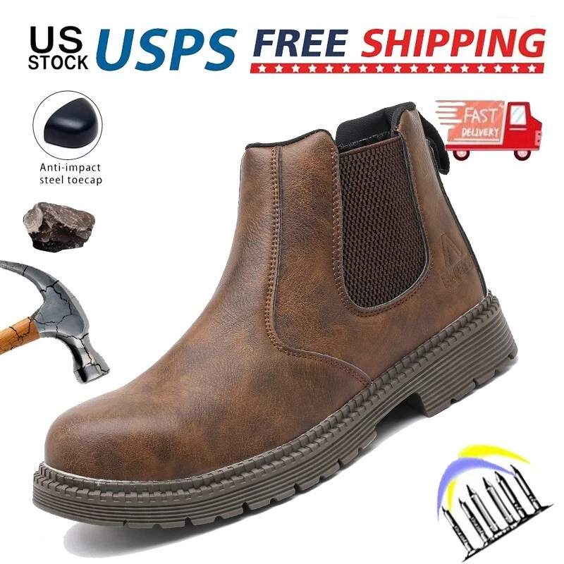 Mens Safety Shoes Indestructible Comfortable Slip Resistant Steel Toe Work Boots