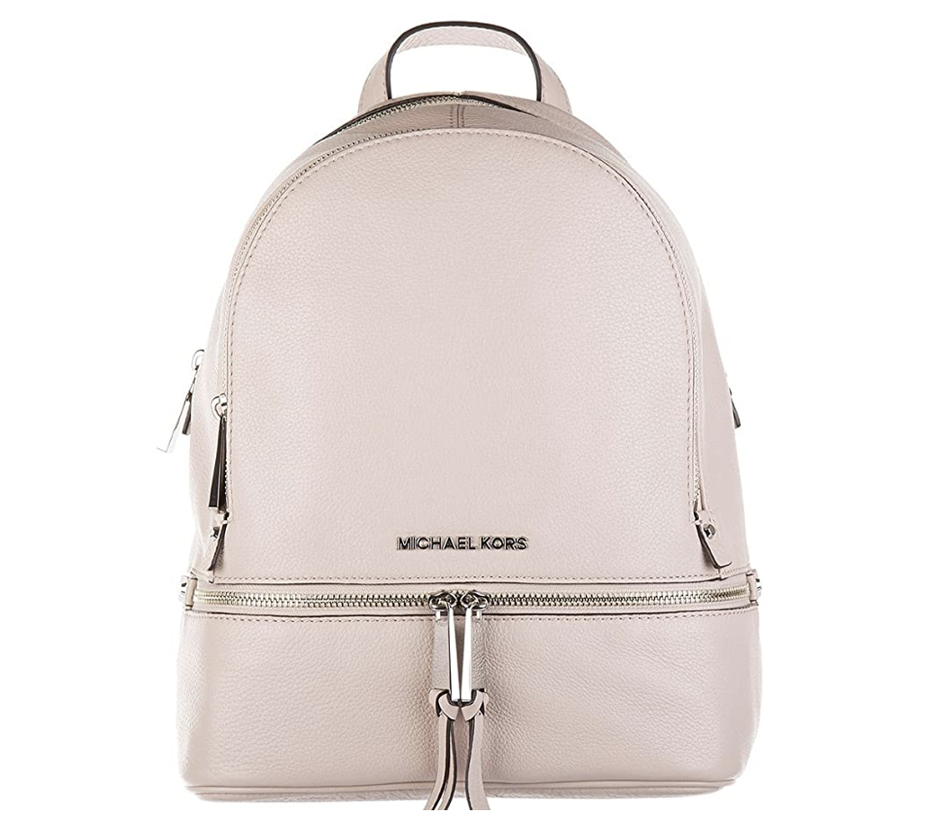 Michael Kors Rhea Zip Backpack in Acorn Pebbled Leather – Excellent Condition Michael Kors Signature RHEA Slim Zip Backpack Medium Vanilla  main image 4