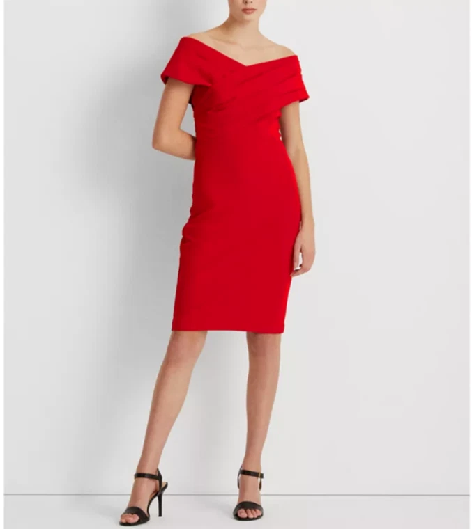 Ralph lauren crepe off the hotsell shoulder dress