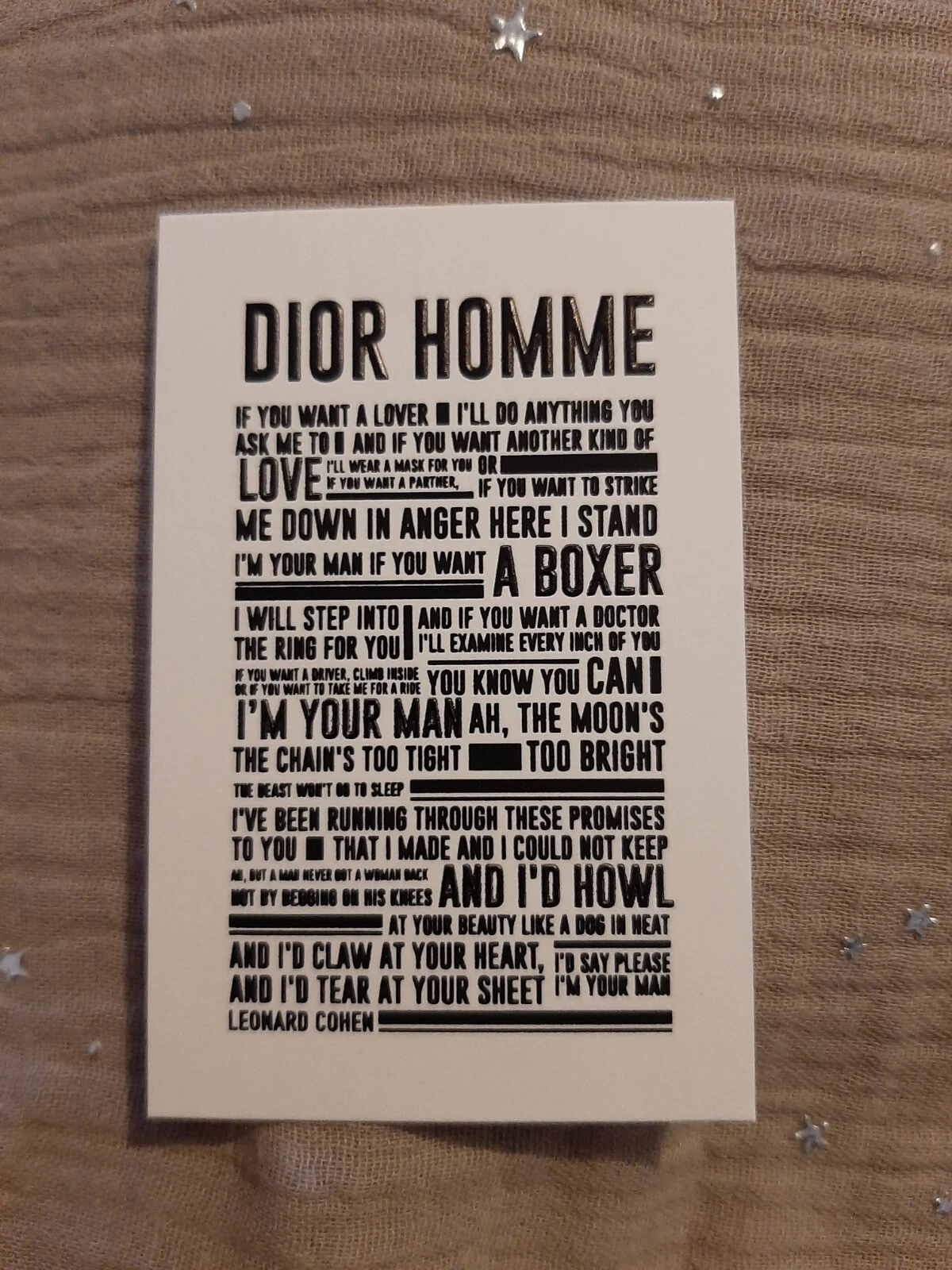 Carte Parfumée   Perfume Card . C. Dior   homme