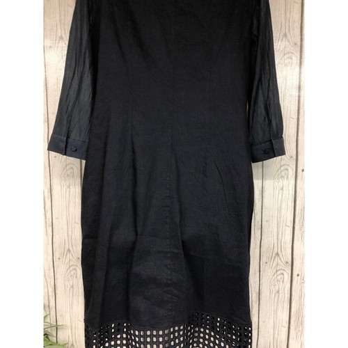 Elie Tahari Navy Linen Dress Ladies Size 12 - Picture 2 of 6