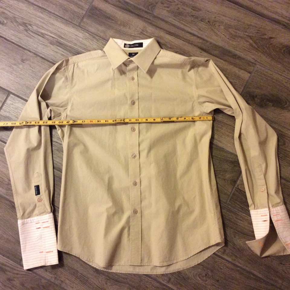 Sean John Solid Beige Men's French Cuff Dress Shirt 15.5-34” pocketless, cotton - Image 2 of 4