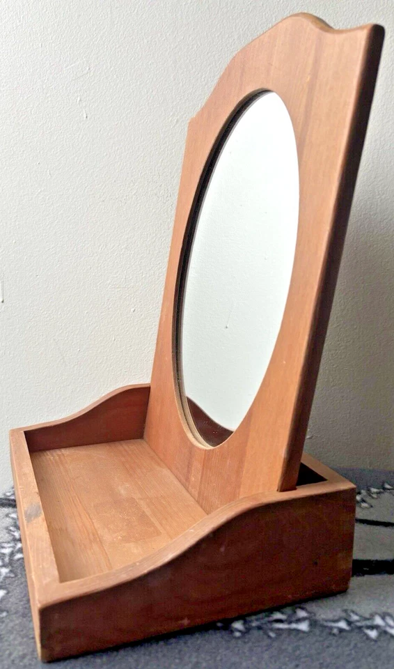 Vintage Ikea Diktad Mirror 1999y Table Mirror with Wood Shelf 7"x 10" x13.5" GUC - Image 4 of 4