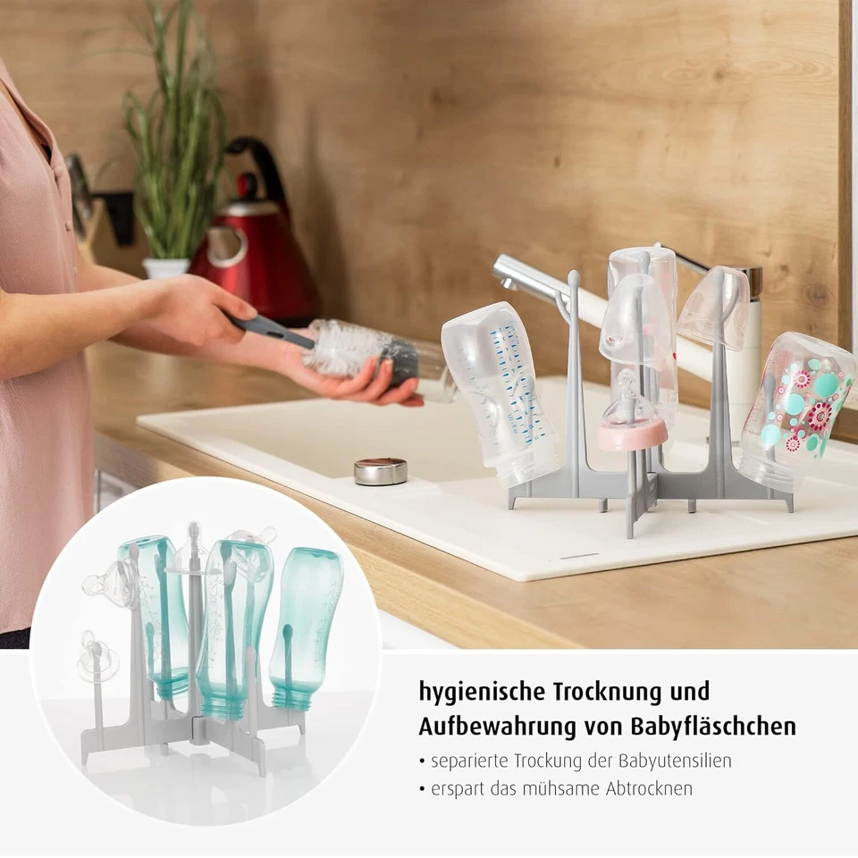 Estante de secado de biberón con 9 posiciones de secado, plegable para viaje Foto 3 de 4