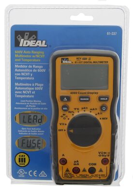IDEAL Industries INC. 61-337 600V Auto Range Multimeter w/NCVT & Temp Free Ship