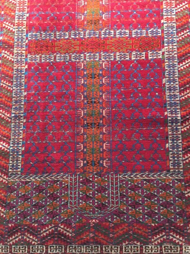 Russi Tekke Turkmen Teppich Hatschlu Alte Rot Handgeknüpft Russia Rug Carpet - Bild 5 von 17