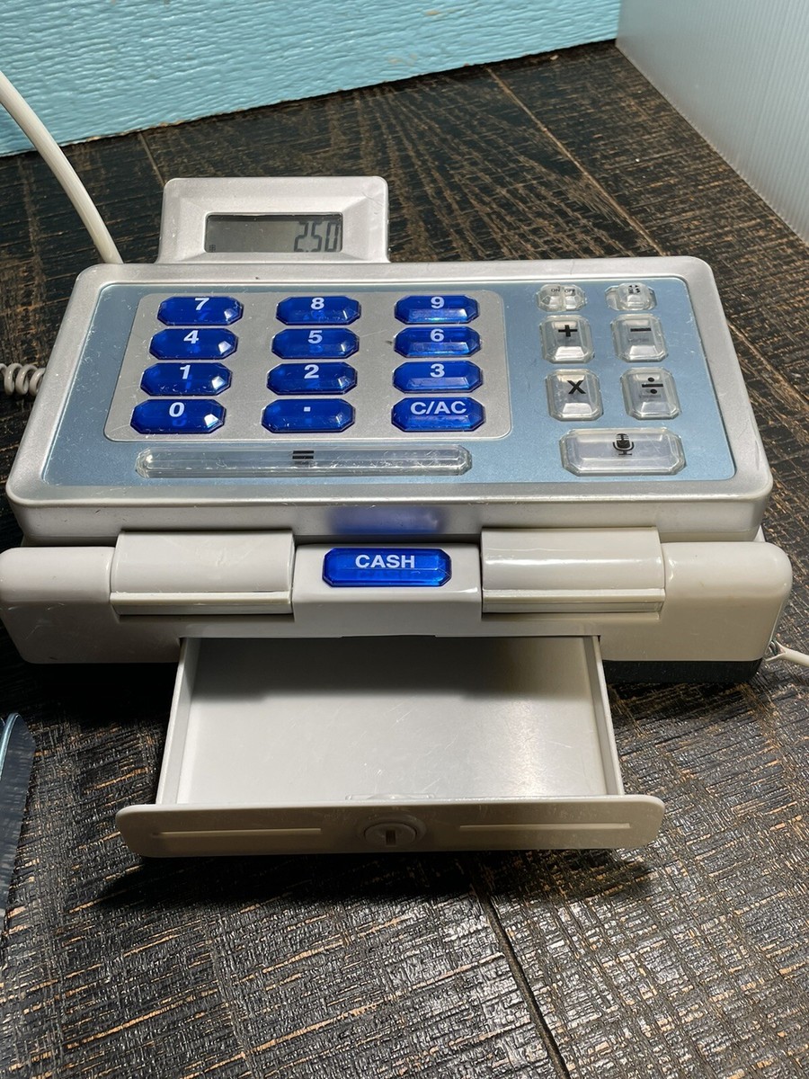 Just Like Home Blue Gray Grey Electronic Talking Cash Register