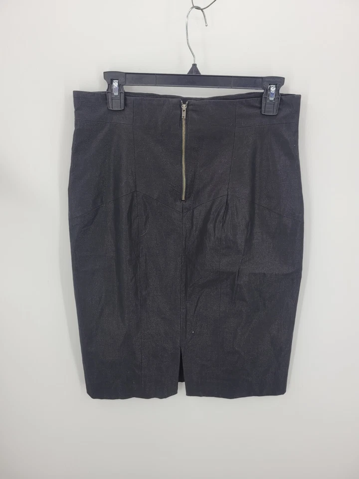 Falda Colección Nicole Miller Mujer 10 Negra Lápiz Recta Carrera Minimalista Foto 2 de 4