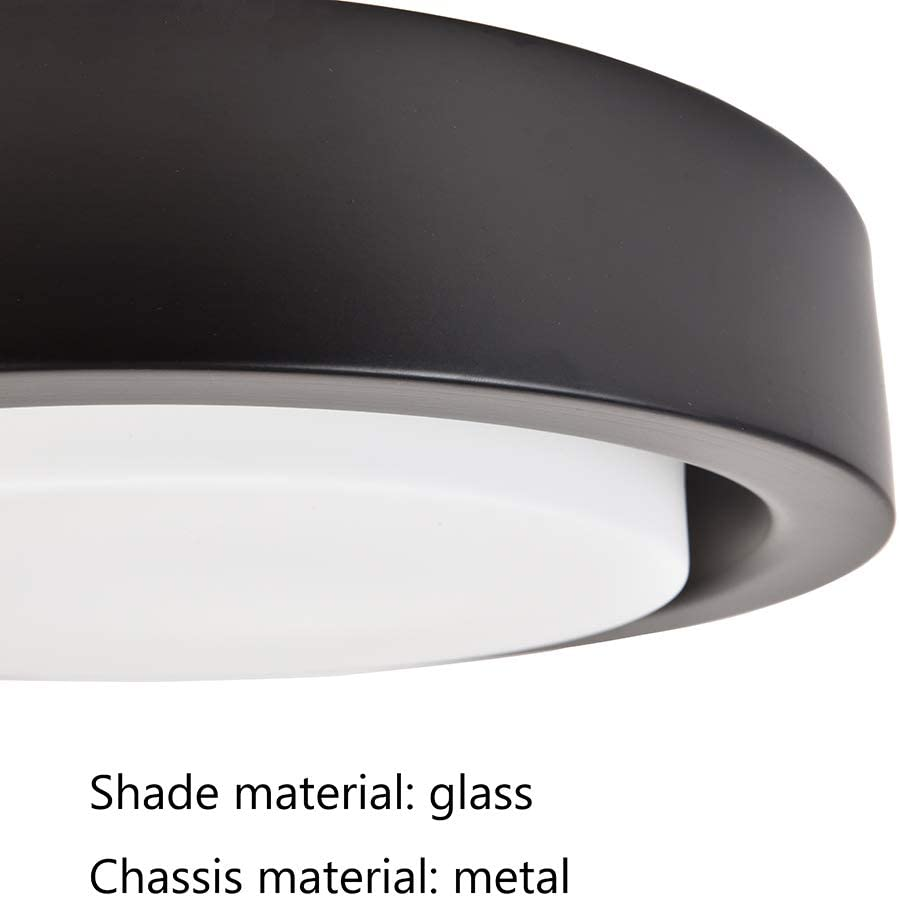 12.8 Inch Black Metal Glass Flush Mount Ceiling Light,Round Ceiling