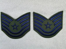 2 USAF Technical Sergeant 4" Shoulder Patches New Blue/Green MilitaryPatchF1