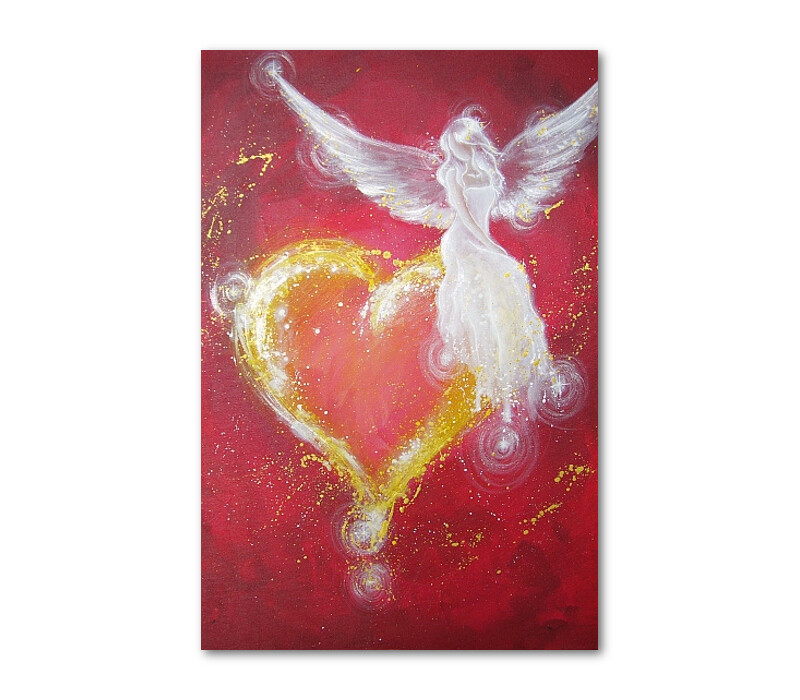 Engelposter "Engelsherz" Engelbilder, Engel Poster in Rot mit Herz, Geschenke